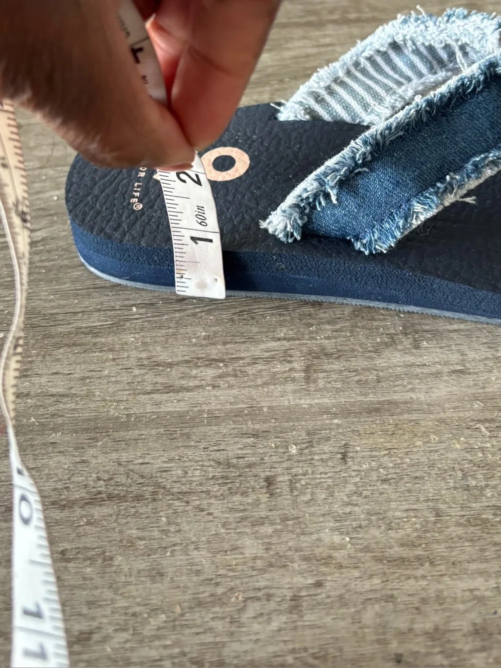 SO Bloomfield Thong Sandals Blue Denim Platform Flip Flops Women US 5 Boho Y2K